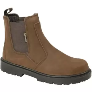 Image of Grafters Mens Brown Waxy Leather Safety Dealer Boots (6 UK) (Brown) - Brown