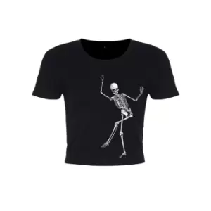Image of Grindstore Womens/Ladies Dancing Skeleton Crop Top (M) (Black)