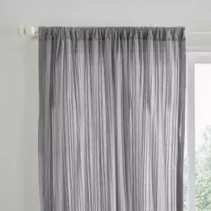 Image of Zofia Broderie Anglaise 100% Cotton Slot Top Voile Curtain Panel, Grey, 55 x 90" - Pineapple Elephant