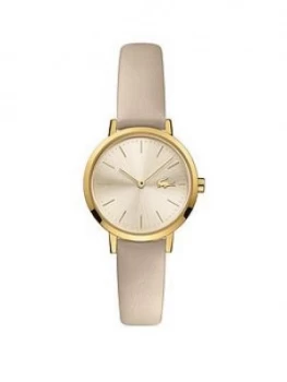 Image of Lacoste Taupe Leather Strap 28Mm Champagne Dial Ladies Watch