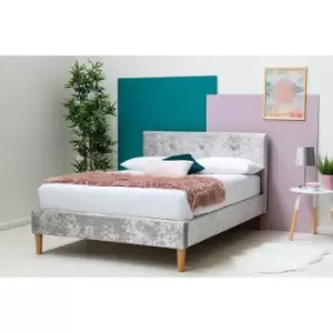 Image of Crazy Price Beds Wootton Crushed Silver Velvet Double Bed