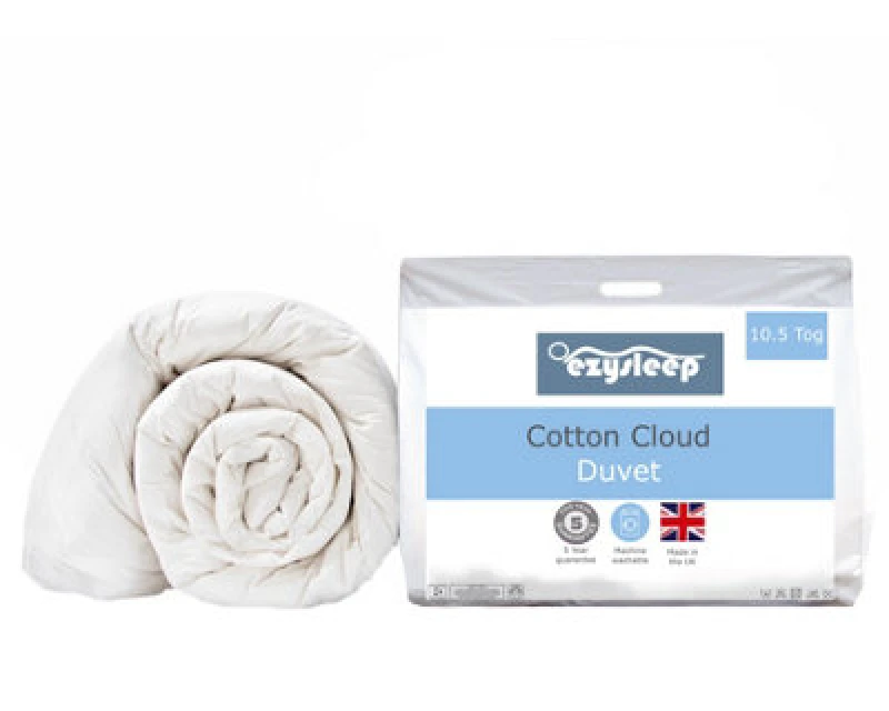 Image of Ezysleep Ezysleep 10.5 Tog Feels Like Down Cotton Cloud Duvet in White Size: Single White Single Unisex 5034567875219
