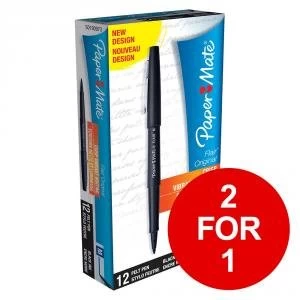 Image of Paper Mate Flair Felt Tip Pens 1.0mm Tip 0.8mm Line Black Ref S0190973