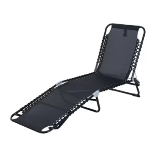Image of Outsunny Folding Sun Lounger, 3 Positions-Black
