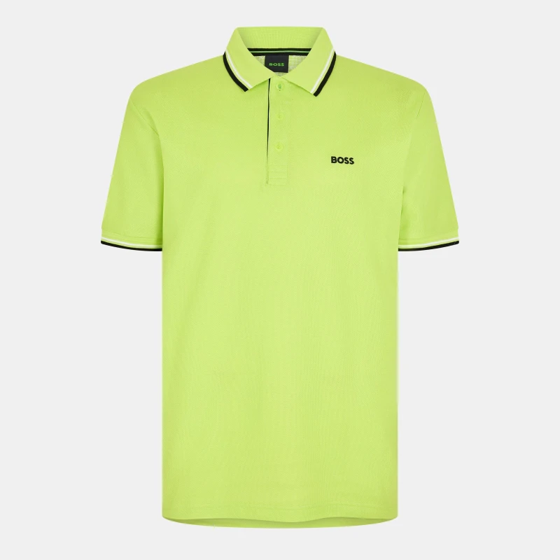 Image of Boss Mens Paddy Short-Sleeve Polo Shirt Bright Green male S