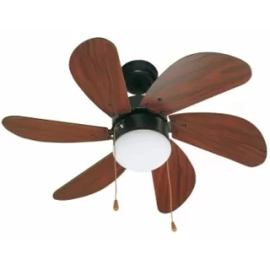 Image of Faro Palao 1 Light Small Ceiling Fan Dark Brown, Mahogany with Light, E14