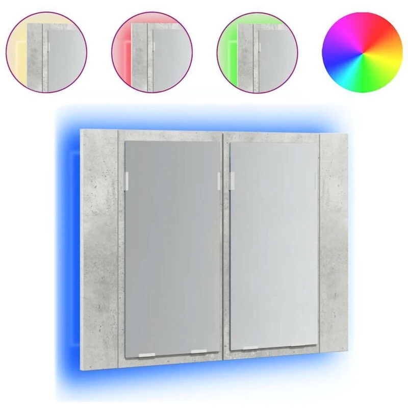 Image of VIDAXL LED Bathroom Mirror Cabinet Concrete Grey 60x12x45cm Acrylic Vidaxl 8720286221457