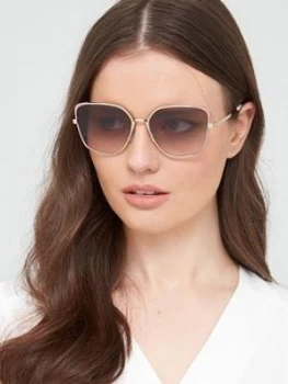 Image of Prada Square Sunglasses - Pale Gold/Matte Pink