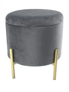 Image of Grey Storage Stool With Gold Legs