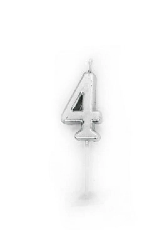 Image of Shatchi Silver 4 Number Candle Birthday Anniversary Party Cake Decorations Topper Silver unisex