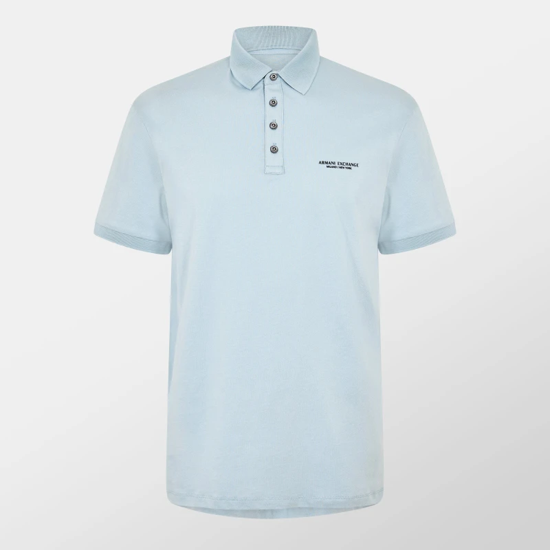 Image of Armani Exchange Jersey Cotton Polo Shirt Ash Blue U9287 male XS