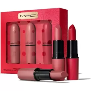 Image of MAC Cosmetics Bubbles & Bows Three Cheers! Lipstick Trio Gift Set Best Seller (for Lips) Shade