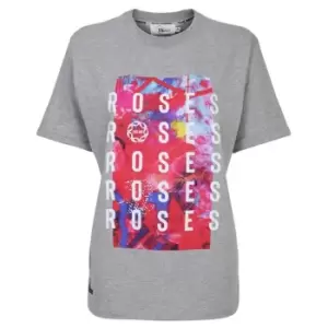 Image of England Netball Roses Text Repeat Ladies T Shirt - Grey