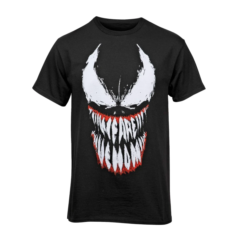 Image of Marvel Spider Man Venom Teeth Face T-Shirt Black male