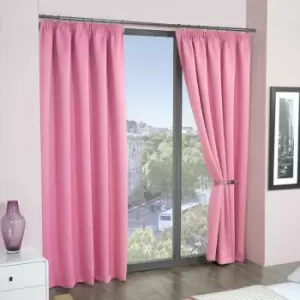 Image of Emma Barclay Cali Thermal Woven Blackout Pencil Pleat Curtains, Pink, 66 x 54 Inch
