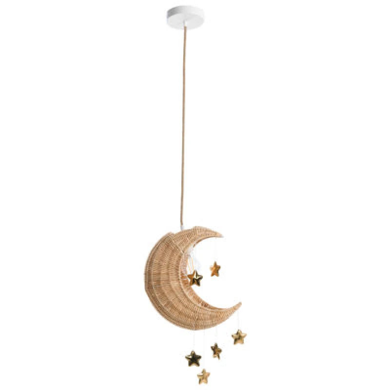 Image of Beliani Pendant Lamp Moon Orchon Rattan Natural