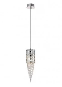 Image of Ceiling Pendant 1 Light G9 Polished Chrome, Mosaic Glass, Crystal