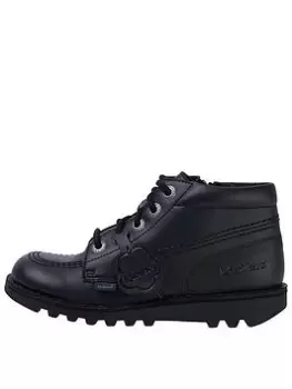 Image of Kickers Junior Unisex Kick Hi Vegan, Black, Size 2 Older