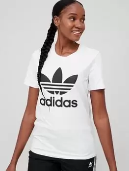 Image of adidas Originals Trefoil Tee - White, Size 8, Women