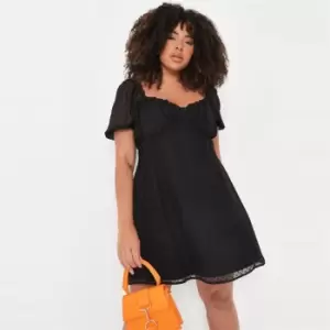 Image of Missguided Plus Size Dobby Milkmaid Mini Dress - Black