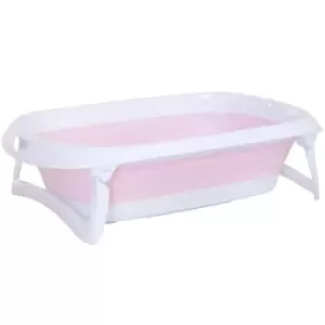 Image of HOMCOM Folding Baby Bath Tub Anti Slip Non Toxic Plastic Pink