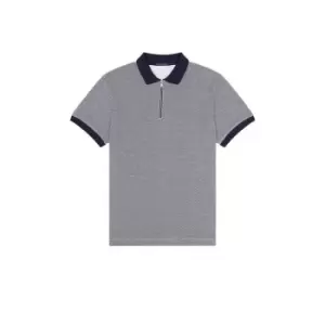 Image of French Connection Checker Popcorn Polo Shirt - Black