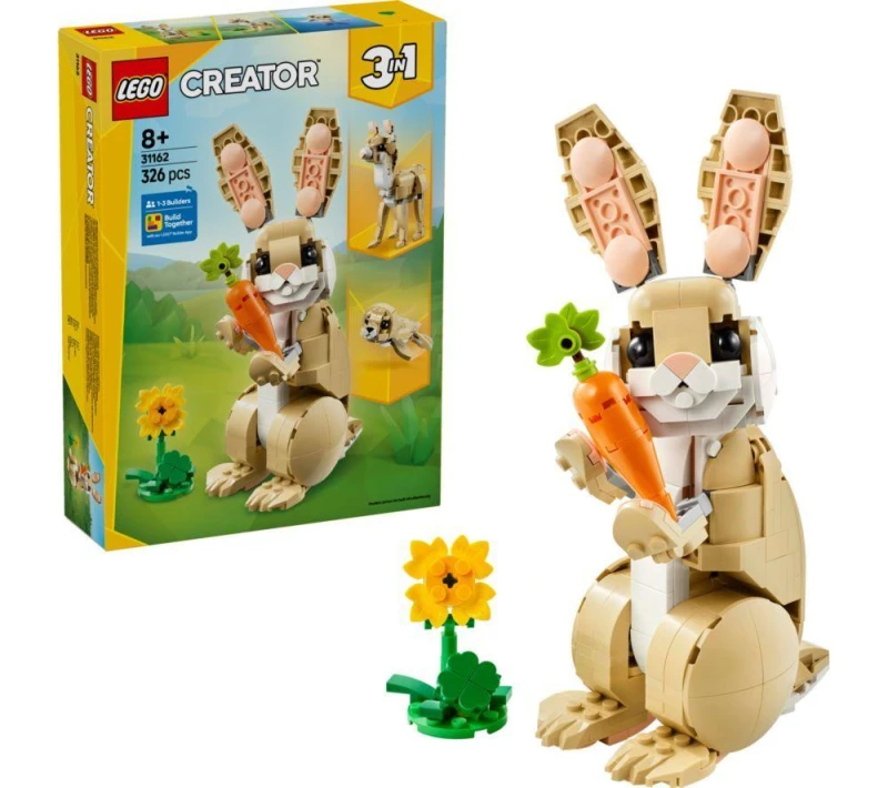 Image of LEGO LEGO Creator 3in1 Cute Bunny Toy, Animal Figure Set 31162