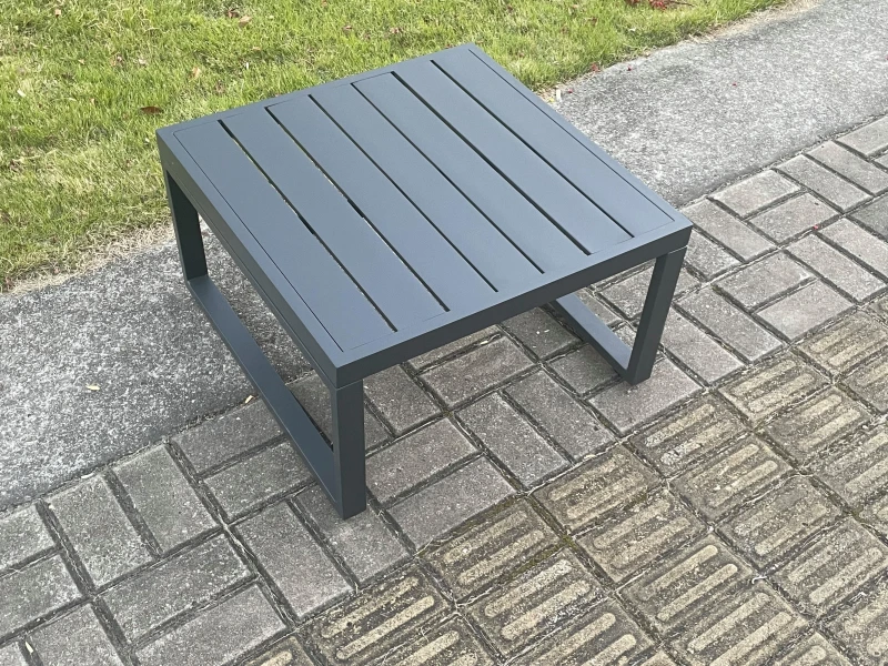 Image of Fimous Aluminium Outdoor Garden Square Coffee Table Patio Tea Table for Balcony, Terrace, Swimming Pool Dark Grey Dark Grey Unisex