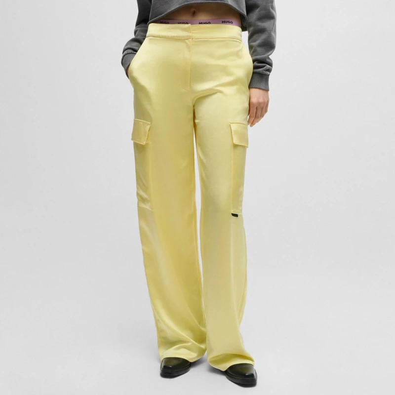 Image of Hugo Hakila-1 Relaxed-Fit Cargo Trousers Yellow female 8