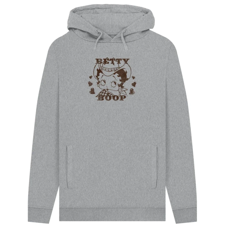 Image of Betty Boop Mens Cowgirl Hoodie in Grey Size: Small Grey Male S