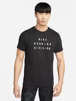 Image of Nike Dri-fit Running Division Tee, Black, Size L, Men