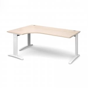 Image of TR10 Deluxe Left Hand Ergonomic Desk 1800mm - White Frame maple Top