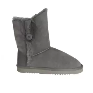 Image of Eastern Counties Leather Womens/Ladies Lacey Sheepskin Button Boots (7 UK) (Grey)
