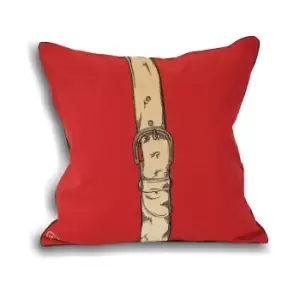 Image of Riva Home Polo Strap Cushion Cover (45x45cm) (Red)
