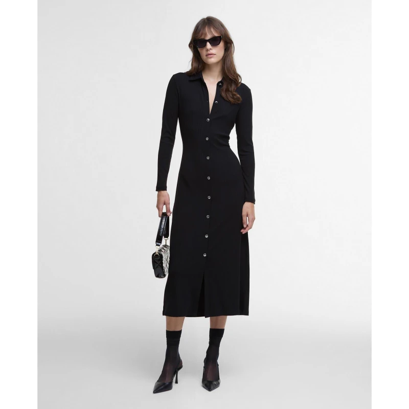 Image of Barbour International Della Knitted Midi Dress - Black 14