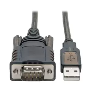 Image of Tripp Lite U209-005-COM RS232 to USB Adapter Cable with COM Retention (USB-A to DB9 M/M) FTDI 5 ft. (1.52 m)