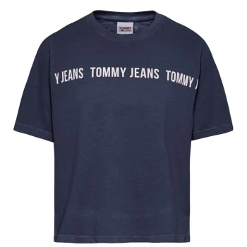 Image of Tommy Jeans Crop Tape T Shirt - C87 TWLIGHT NVY