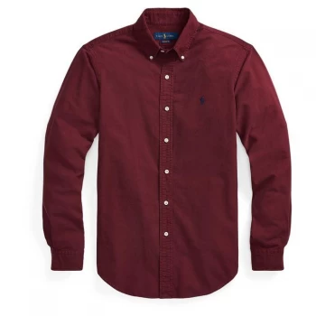 Image of Polo Ralph Lauren Slim Fit Garment Dyed Oxford Shirt - Classic Wine