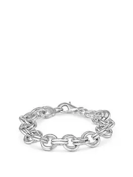 Image of Mood Gold Polished Textured Chunky Chain Bracelet, Silver, Women
