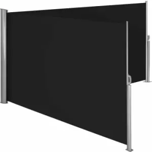 Image of Tectake Double-sided Garden Privacy Screen With Retractable Awnings Black