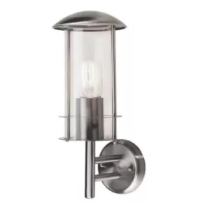 Image of Outdoor IP44 Wall Light Glass Shade Stainless Steel LED E27 60W