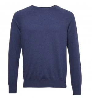 Image of Mens French Connection Stretch Cotton Crew Neck Jumper Melange Blue