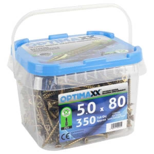 Image of Optimaxx Pz Countersunk Zinc & Yellow Passivated Double Reinforced Woodscrew Maxxtub - 5 X 80mm Pack Of 350