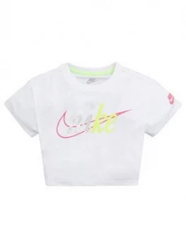 Image of Nike Sportswear Younger Girls Cropped T-Shirt - White, Size 4-5 Years, Women