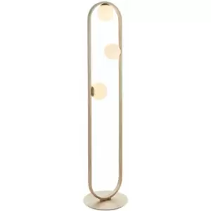 Image of Loops - 1410mm Brushed Silver Geometric 3 Light Floor Lamp & Glass Opal Sphere Shades