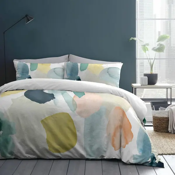 Image of Appletree Style Solice Floral Watercolour Print 100% Cotton Duvet Cover Set, Multi, Super King SOCMI51RLP