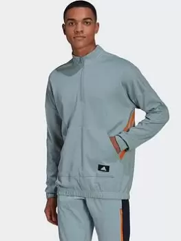 Image of adidas TRVL 3-Stripes 1/4-Zip Sweatshirt, Grey, Size L, Men