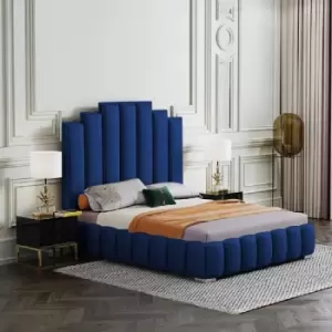 Image of Leisa Bed King Plush Velvet Blue