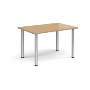 Image of Rectangular silver radial leg meeting table 1200mm x 800mm - oak