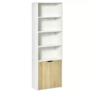 Image of Homcom 2 Door 4 Shelves Bookcase Storage Cabinet Display Unit White Oak Effect Doors